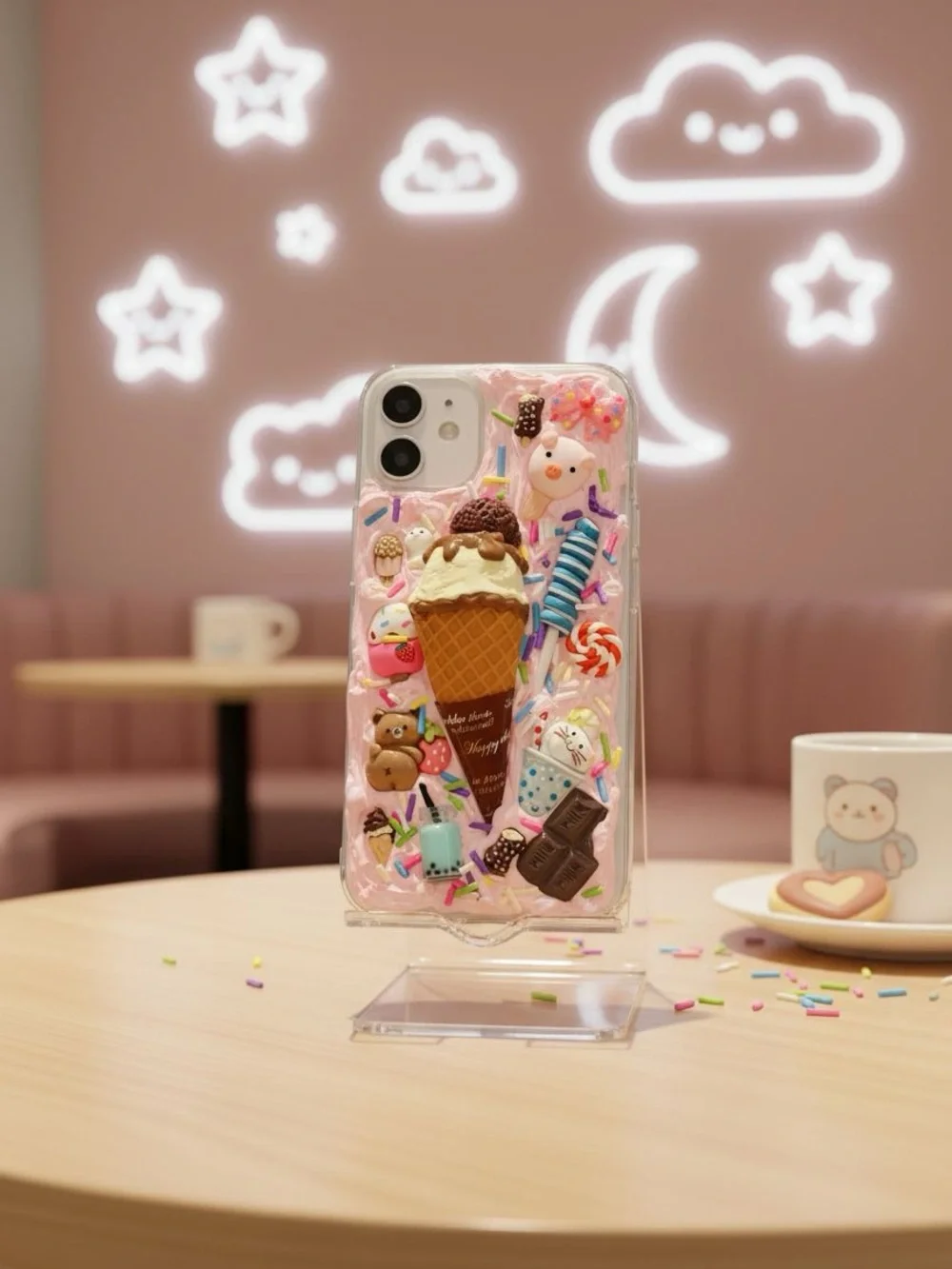 Hand Crafted Pink Decoden Ice Cream & Candy Phone Case